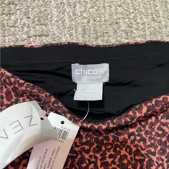 NWT Zenergy by Chicos Pima Cotton Pink Animal Print Leggings Sz. 1R - Picture 5 of 6